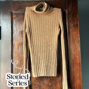 Tanya Taylor Toffee Merino Wool Kayden Turtleneck Quiet Luxury (Storied Series)